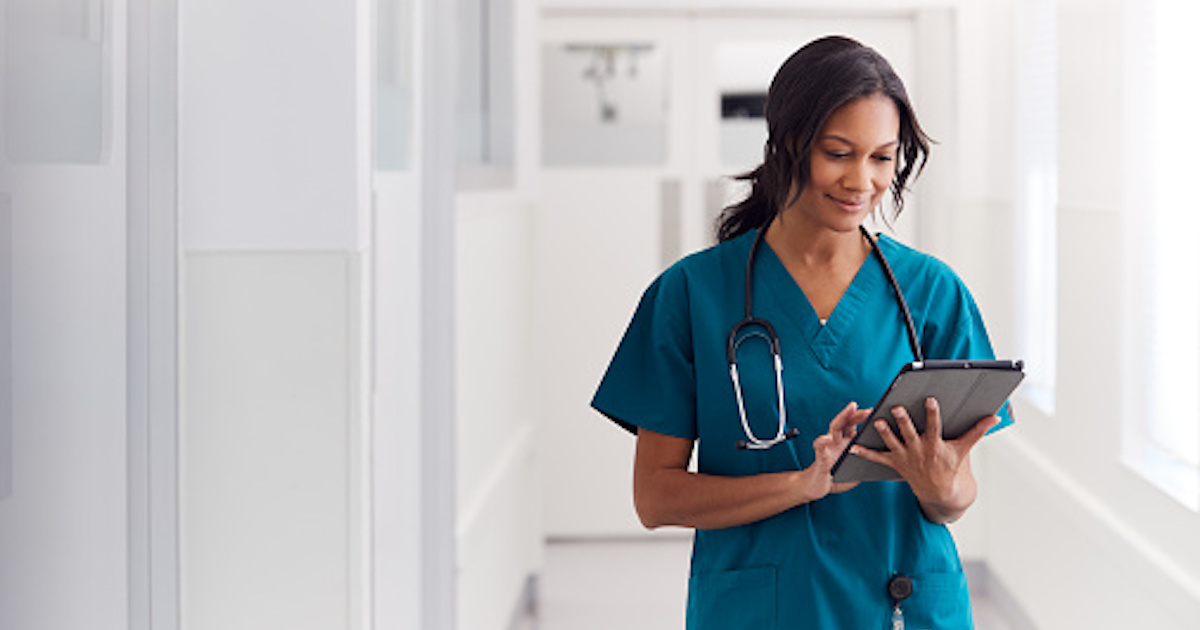 Nurse on a tablet