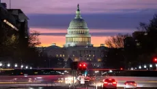 US Capitol building at sunset
