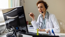Physician conducting telehealth visit