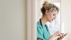 Nurse on a tablet Nurse on a tablet