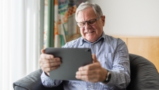 Person talking to a provider via tablet