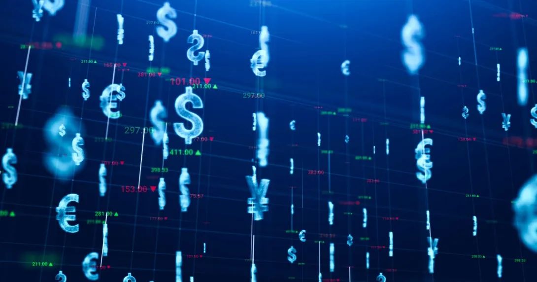 Digital Futuristic abstract background of Money currency in cyberspace Digital Futuristic abstract background of Money currency in cyberspace