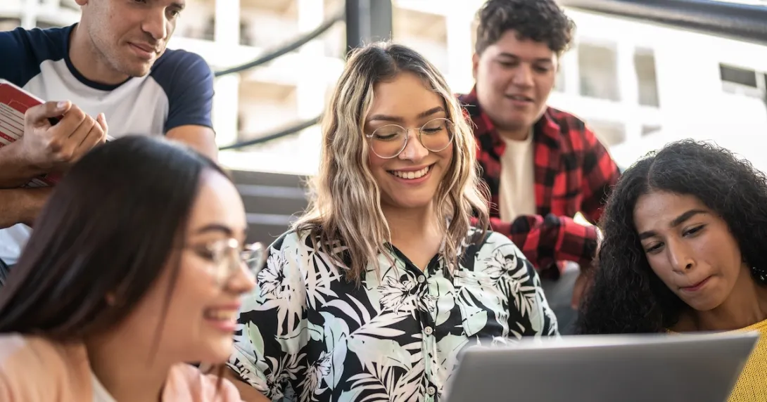 A group of students studying