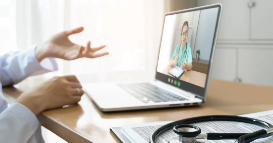 Person talking to a telehealth provider