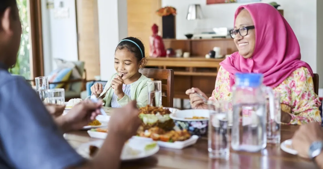 Family enjoying a meal
