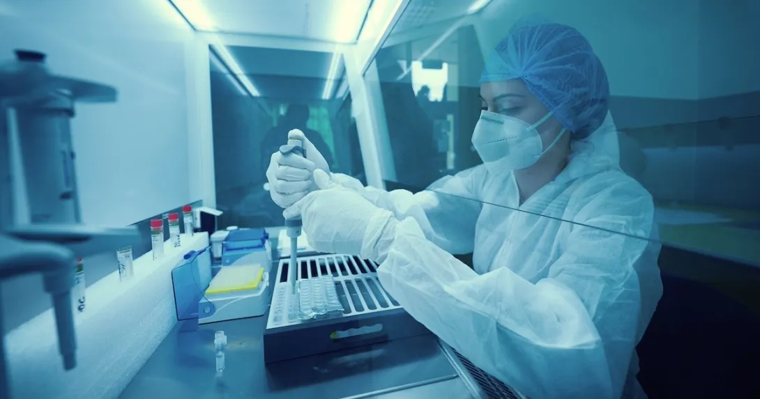 Lab technician analyzing samples