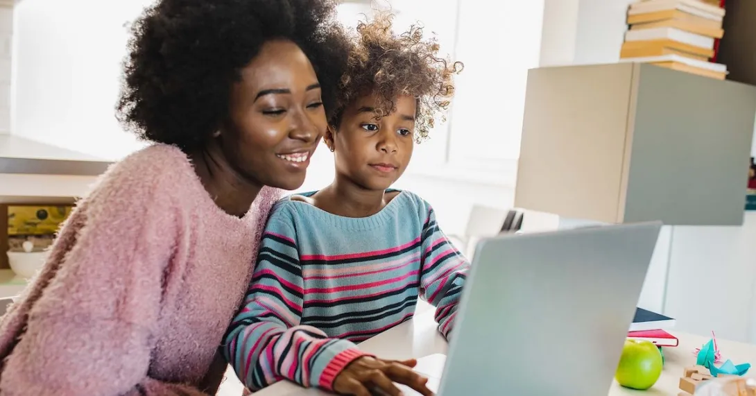 Parent and child on telehealth