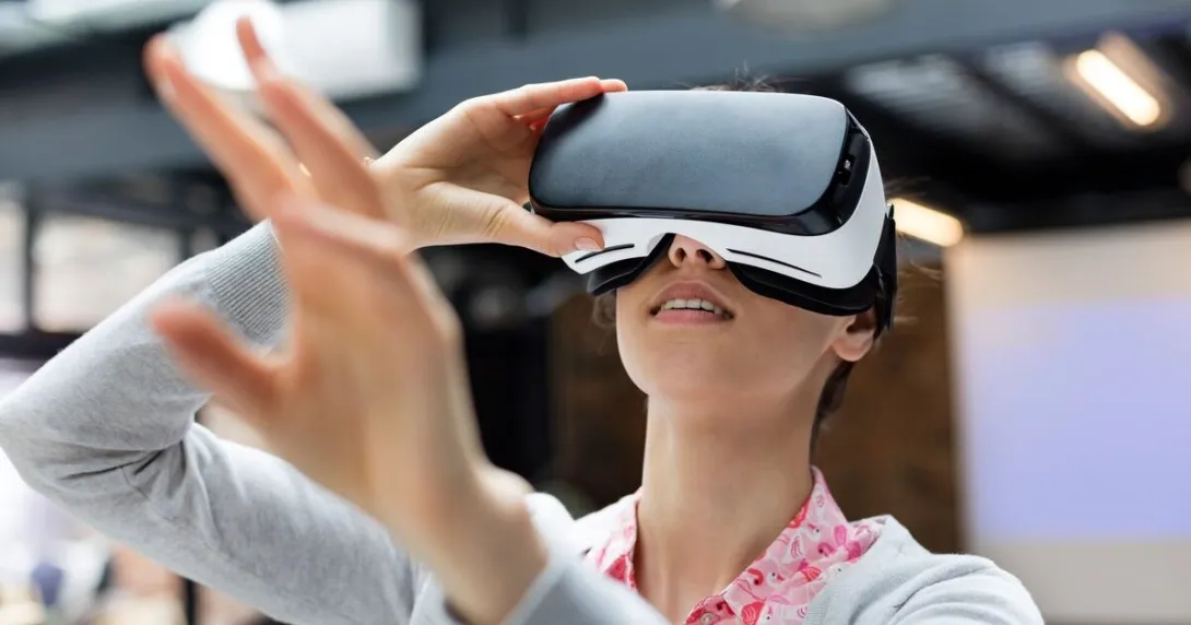 A person using VR glasses