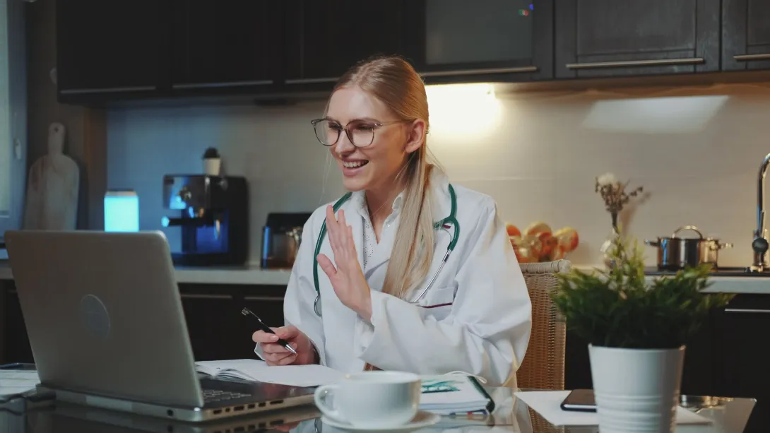 A doctor in a virtual consultation with a patient